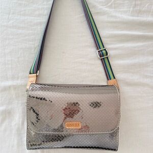 Consuela Metallic Crossbody Bag with Rainbow Strap